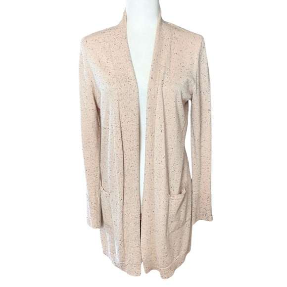 Verve Ami Sweaters - ❌SOLD Verve Amí Pale Pink and Black Nubby Knit Open Front Cardigan